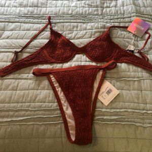 Rust highwaisted Misguided bikini set